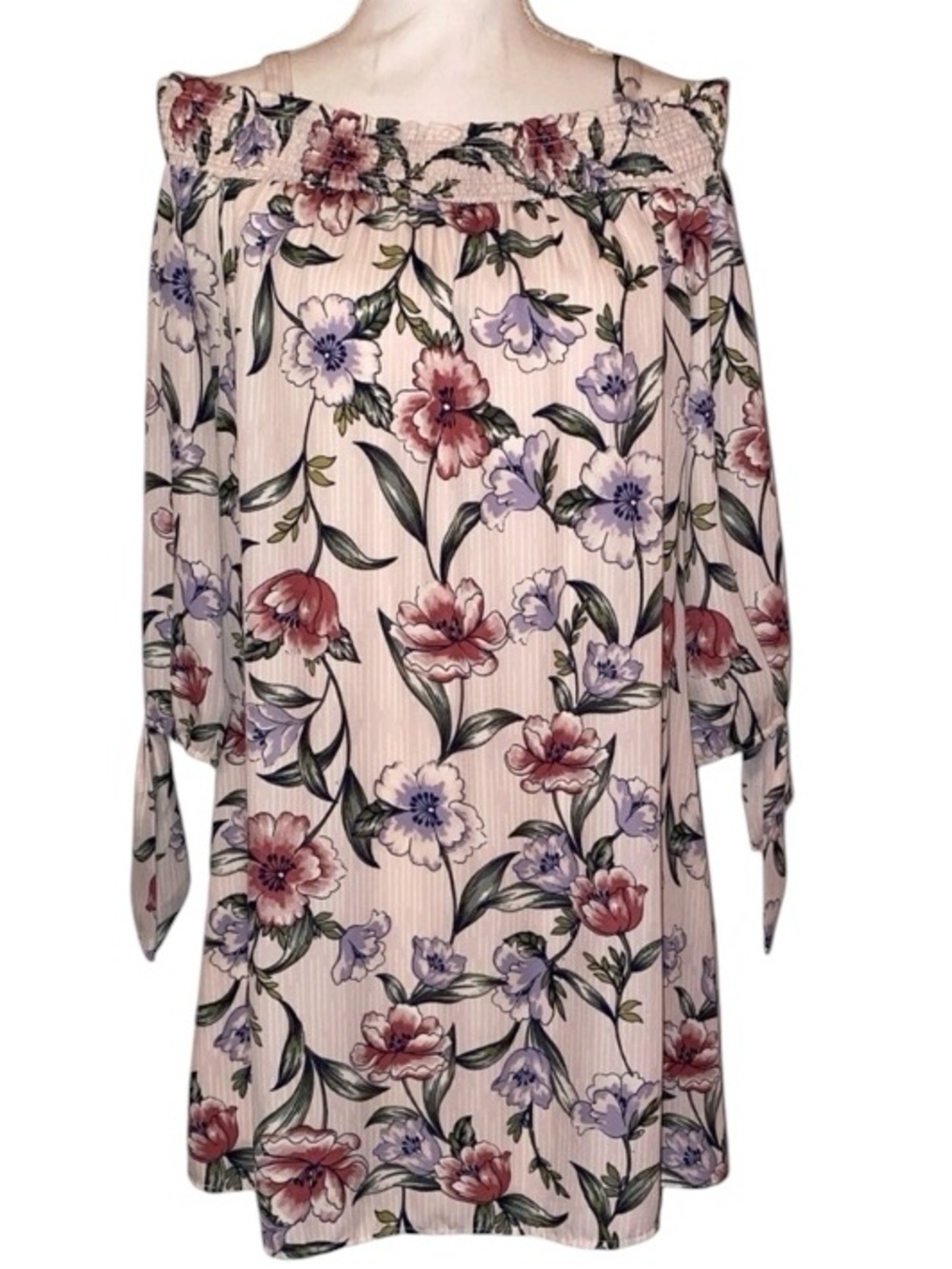 AS U WISH Off the Shoulder/Cold Shoulder Midi Dress Floral Pattern Size Medium